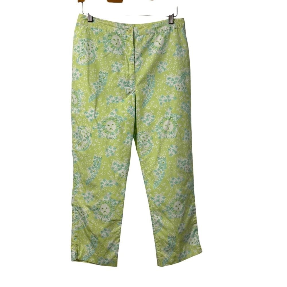 Lilly Pulitzer Womens Zoobilee Crop Pants Size 4 Pastel Animal Print Lightweight